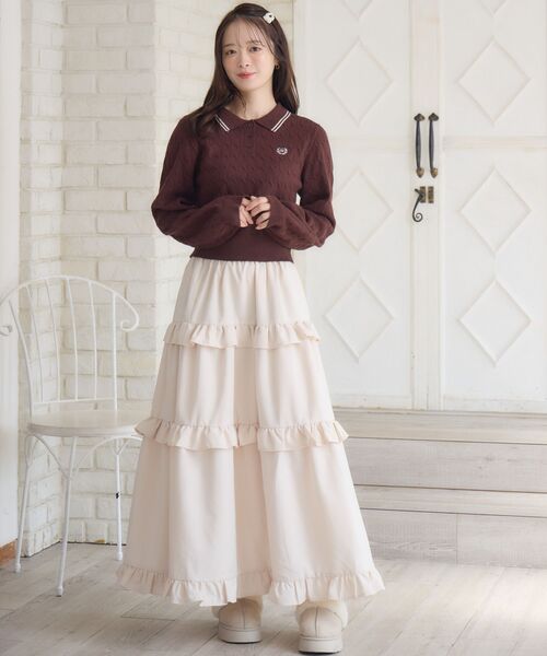 ems excite(エムズエキサイト)の「ケーブルポロNTPO(ニット/セーター・レディース・ピンク/ブラウン/ナチュラル/ブルー・FREE)」の16枚目の写真