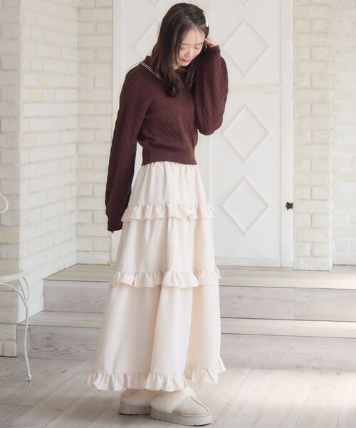 ems excite(エムズエキサイト)の「ケーブルポロNTPO(ニット/セーター・レディース・ピンク/ブラウン/ナチュラル/ブルー・FREE)」の17枚目の写真