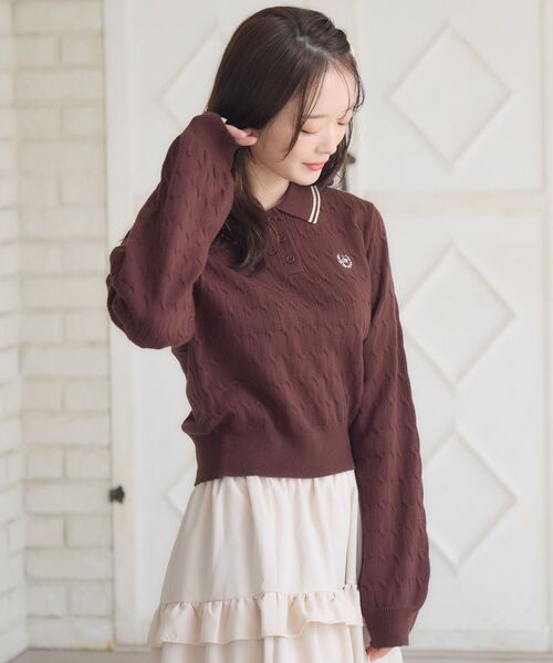 ems excite(エムズエキサイト)の「ケーブルポロNTPO(ニット/セーター・レディース・ピンク/ブラウン/ナチュラル/ブルー・FREE)」の21枚目の写真