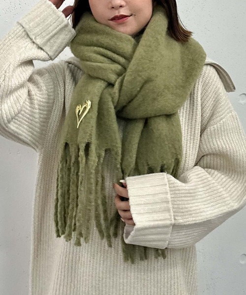 archives（アルシーヴ）の「無地ストール（マフラー・レディース・グレー/アイボリー/グリーン/ピンクベージュ・FREE）」の3枚目の写真