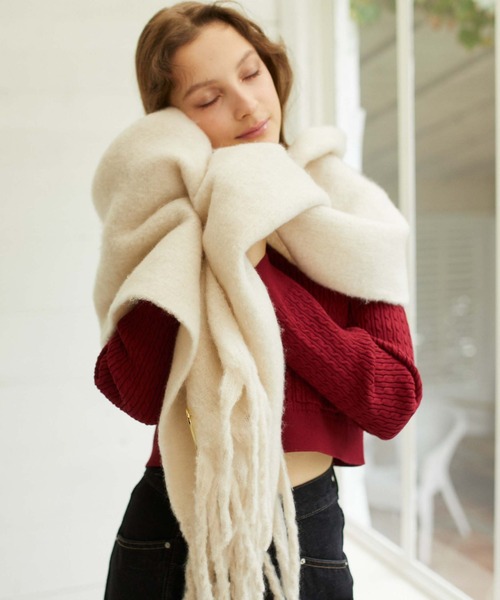 archives（アルシーヴ）の「無地ストール（マフラー・レディース・グレー/アイボリー/グリーン/ピンクベージュ・FREE）」の8枚目の写真