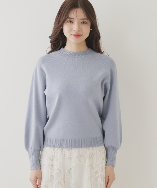 couture brooch（クチュールブローチ）の「◆【プチプラ・もちもちな肌触り】スカラリブデザインパフニット（ニット/セーター・レディース・ブラック/レッド系/サックスブルー/オフホワイト・38/42）」の9枚目の写真