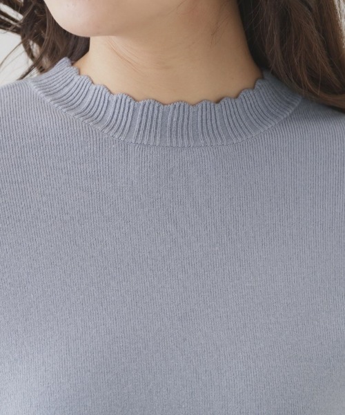 couture brooch（クチュールブローチ）の「◆【プチプラ・もちもちな肌触り】スカラリブデザインパフニット（ニット/セーター・レディース・ブラック/レッド系/サックスブルー/オフホワイト・38/42）」の12枚目の写真