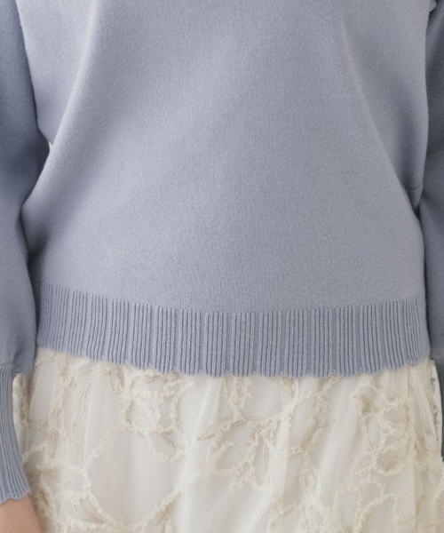 couture brooch（クチュールブローチ）の「◆【プチプラ・もちもちな肌触り】スカラリブデザインパフニット（ニット/セーター・レディース・ブラック/レッド系/サックスブルー/オフホワイト・38/42）」の15枚目の写真