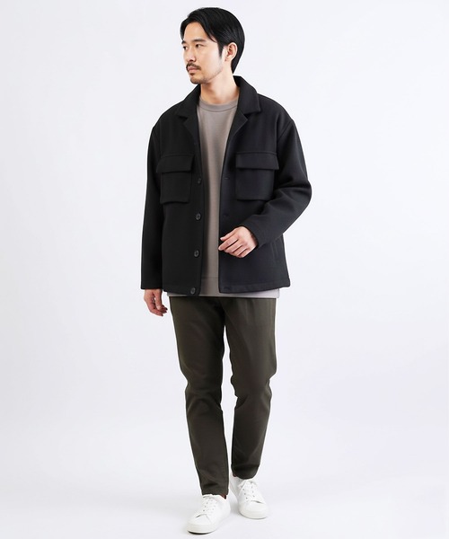 セール】テックメルトンオープンカラー裏フリースジャケット