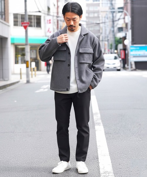 セール】テックメルトンオープンカラー裏フリースジャケット