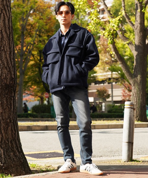 セール】テックメルトンオープンカラー裏フリースジャケット