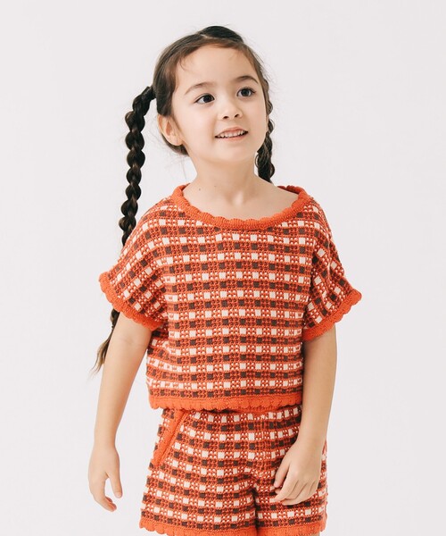 B:MING by BEAMS（ビーミングバイビームス）の「チェック ニット プルオーバー 2025SS（90～140cm）（ニット/セーター・キッズ・ネイビー/レッド・L(130-140)/M(110-120)/S(90-100)）」の3枚目の写真