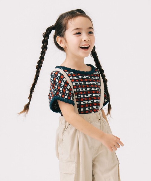 B:MING by BEAMS（ビーミングバイビームス）の「チェック ニット プルオーバー 2025SS（90～140cm）（ニット/セーター・キッズ・ネイビー/レッド・L(130-140)/M(110-120)/S(90-100)）」の5枚目の写真