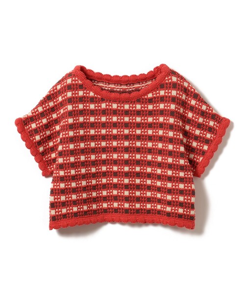 B:MING by BEAMS（ビーミングバイビームス）の「チェック ニット プルオーバー 2025SS（90～140cm）（ニット/セーター・キッズ・ネイビー/レッド・L(130-140)/M(110-120)/S(90-100)）」の12枚目の写真