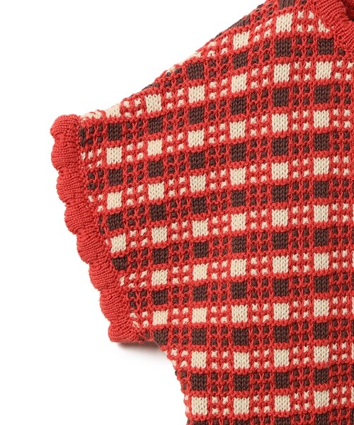 B:MING by BEAMS（ビーミングバイビームス）の「チェック ニット プルオーバー 2025SS（90～140cm）（ニット/セーター・キッズ・ネイビー/レッド・L(130-140)/M(110-120)/S(90-100)）」の14枚目の写真