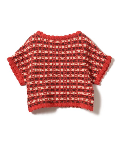 B:MING by BEAMS（ビーミングバイビームス）の「チェック ニット プルオーバー 2025SS（90～140cm）（ニット/セーター・キッズ・ネイビー/レッド・L(130-140)/M(110-120)/S(90-100)）」の16枚目の写真