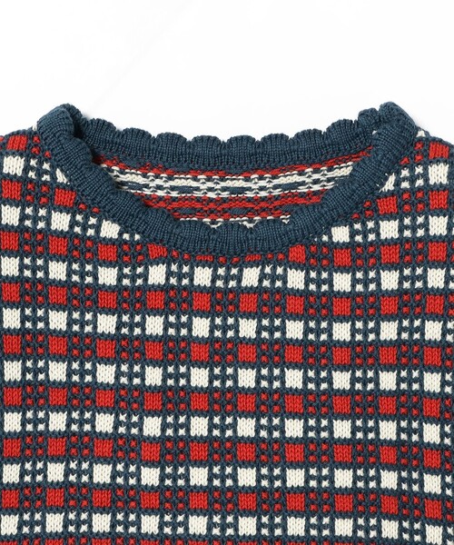 B:MING by BEAMS（ビーミングバイビームス）の「チェック ニット プルオーバー 2025SS（90～140cm）（ニット/セーター・キッズ・ネイビー/レッド・L(130-140)/M(110-120)/S(90-100)）」の22枚目の写真