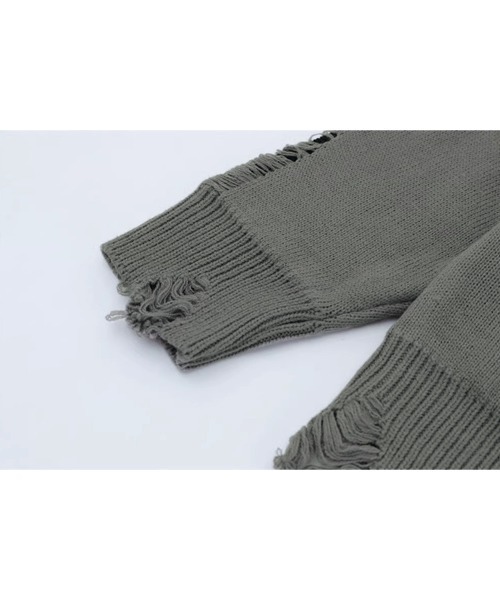 Ressaca（レサーカ）の「オーバーサイズダメージ加工ジャガードロゴクルーネックニット（ニット/セーター・メンズ・グレー/ブラック・S/M/L/XL）」の9枚目の写真