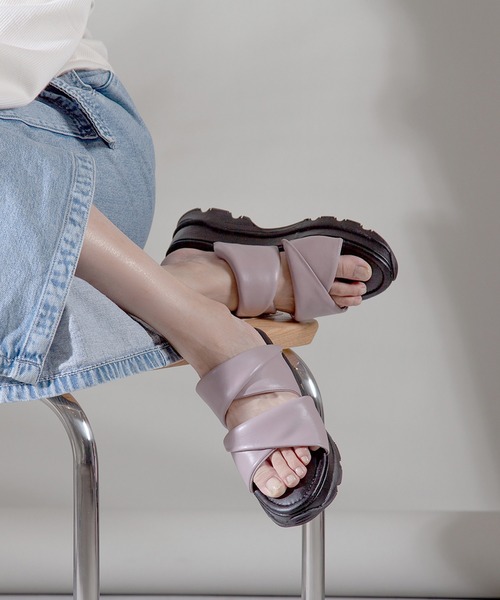 ALL BLACK（オールブラック）の「【本革/厚底/5cm】ツイストサンダル（サンダル・レディース・パープル/イエロー/ブラック・38/37/36/35/39/40）」の9枚目の写真