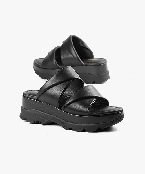 Jeffrey Campbell ブラックレザー サンダル 38 厚底 パフサンダル ALL BLACK│Jeffrey Campbell OFFICIAL
