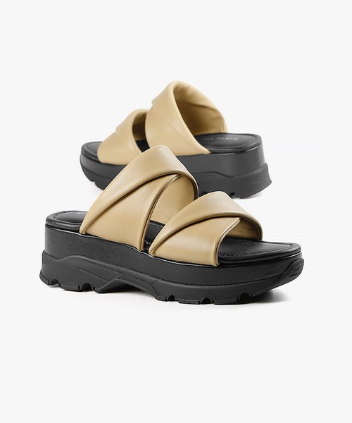 Jeffrey Campbell ブラックレザー サンダル 38 厚底 ツイストサンダル ALL BLACK│Jeffrey Campbell OFFICIAL