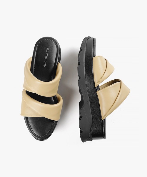 Jeffrey Campbell ブラックレザー サンダル 38 厚底 パフサンダル ALL BLACK│Jeffrey Campbell OFFICIAL