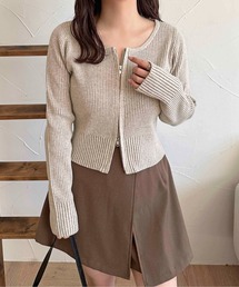 【apres jour clair】ダブルジップリブニットカーディガン【ZOZOTOWN限定アイテム】