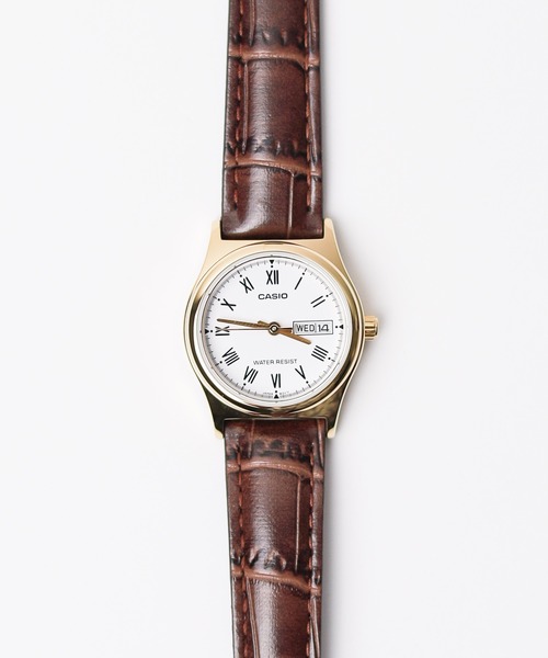 /CASIO/クラシック デイデイト ラウンド GD BRレザー（アナログ腕時計）｜CASIO（カシオ）
