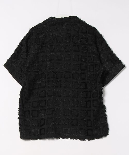 ATELANE（アテレーン）の「【ATELANE】スクエアジャガード ショートスリーブ/オープンカラーシャツ（シャツ/ブラウス・メンズ・ブラック/チェック/チャコール・XL/L/M）」の4枚目の写真