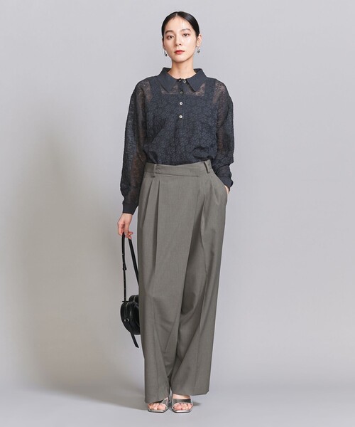 BEAUTY&YOUTH UNITED ARROWS(ビューティーアンドユースユナイテッドアローズ)の「ポプリン 2タック ラップパンツ -ウォッシャブル-(スラックス・レディース・ブラック/グレー/ダークブラウン・S/XS/L/M)」の15枚目の写真