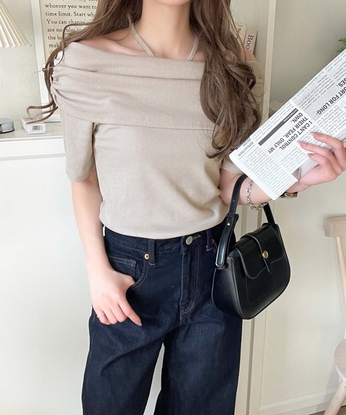 セール】視線を奪う、美デコルテ。華奢見えを叶える、絶妙ドレープが