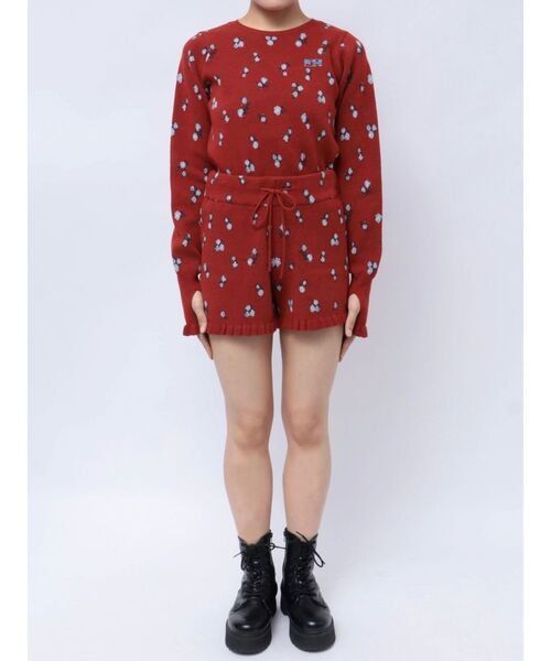 jouetie（ジュエティ）の「【jouetie×HTH】フリルフラワーニットパンツ【コラボ/セットアップ対応】（その他パンツ・レディース・レッド/アイボリー・MEDIUM）」の19枚目の写真