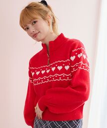 CPG 赤 ハーフジップ セーター 新品 CPG 赤 ハーフジップ クロップドセーター Lサイズ