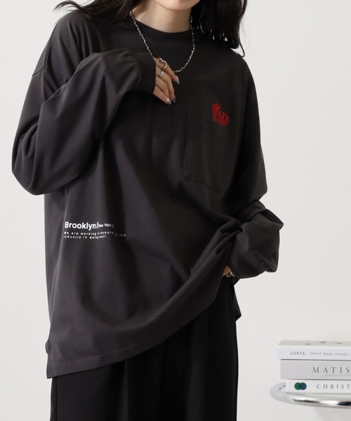 FUNALIVE（ファンアライブ）の「ヘビーウエイト刺繍＆プリント ワイドシルエットロングスリーブTシャツ（Tシャツ/カットソー・メンズ・ホワイト/ライトブラック/スミクロ/ブルー系その他/ブラック/サックスブルー/ブラック系その他2/ホワイト系その他2・M/L/LL）」の15枚目の写真