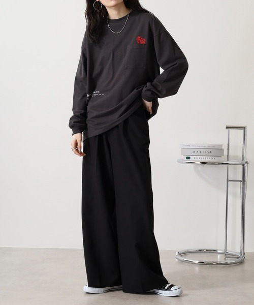 FUNALIVE（ファンアライブ）の「ヘビーウエイト刺繍＆プリント ワイドシルエットロングスリーブTシャツ（Tシャツ/カットソー・メンズ・ホワイト/ライトブラック/スミクロ/ブルー系その他/ブラック/サックスブルー/ブラック系その他2/ホワイト系その他2・M/L/LL）」の16枚目の写真