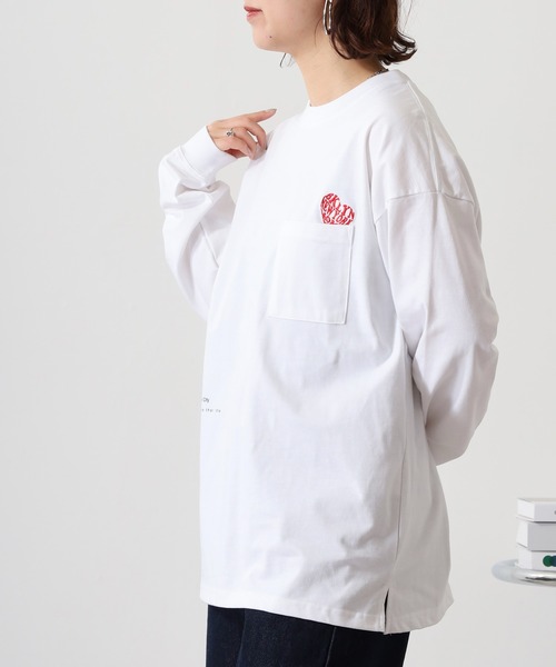 FUNALIVE（ファンアライブ）の「ヘビーウエイト刺繍＆プリント ワイドシルエットロングスリーブTシャツ（Tシャツ/カットソー・メンズ・ホワイト/ライトブラック/スミクロ/ブルー系その他/ブラック/サックスブルー/ブラック系その他2/ホワイト系その他2・M/L/LL）」の9枚目の写真