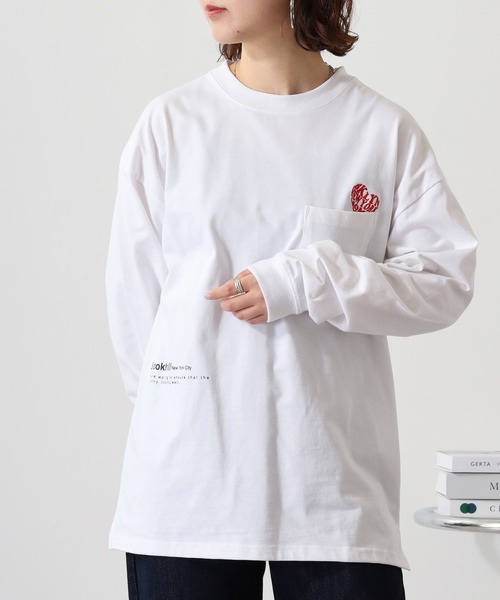 FUNALIVE（ファンアライブ）の「ヘビーウエイト刺繍＆プリント ワイドシルエットロングスリーブTシャツ（Tシャツ/カットソー・メンズ・ホワイト/ライトブラック/スミクロ/ブルー系その他/ブラック/サックスブルー/ブラック系その他2/ホワイト系その他2・M/L/LL）」の10枚目の写真