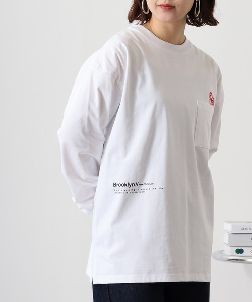 FUNALIVE（ファンアライブ）の「ヘビーウエイト刺繍＆プリント ワイドシルエットロングスリーブTシャツ（Tシャツ/カットソー・メンズ・ホワイト/ライトブラック/スミクロ/ブルー系その他/ブラック/サックスブルー/ブラック系その他2/ホワイト系その他2・M/L/LL）」の11枚目の写真