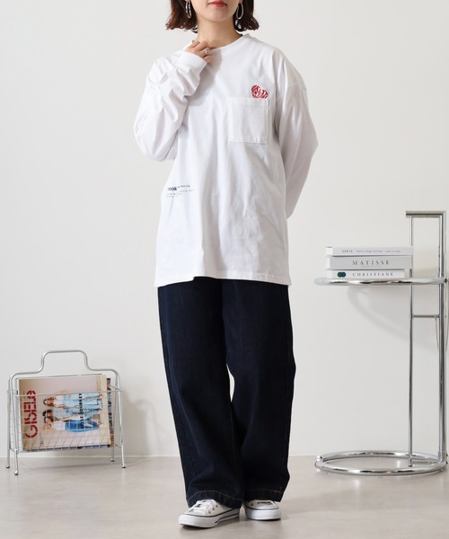 FUNALIVE（ファンアライブ）の「ヘビーウエイト刺繍＆プリント ワイドシルエットロングスリーブTシャツ（Tシャツ/カットソー・メンズ・ホワイト/ライトブラック/スミクロ/ブルー系その他/ブラック/サックスブルー/ブラック系その他2/ホワイト系その他2・M/L/LL）」の12枚目の写真