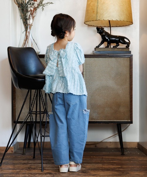 MAKE YOUR DAY(メイクユアデイ)の「カットアウトデニムパンツ■80~140cm(デニムパンツ・キッズ・ネイビー/ブルー・120/110/80/90/100/130/140)」の15枚目の写真