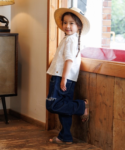 MAKE YOUR DAY(メイクユアデイ)の「カットアウトデニムパンツ■80~140cm(デニムパンツ・キッズ・ネイビー/ブルー・120/110/80/90/100/130/140)」の12枚目の写真