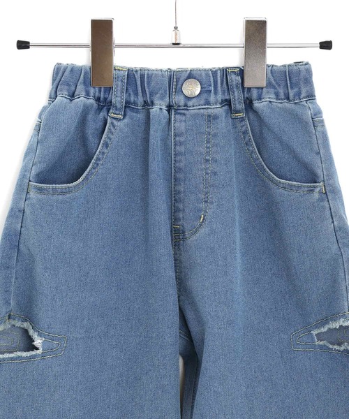 MAKE YOUR DAY(メイクユアデイ)の「カットアウトデニムパンツ■80~140cm(デニムパンツ・キッズ・ネイビー/ブルー・120/110/80/90/100/130/140)」の21枚目の写真