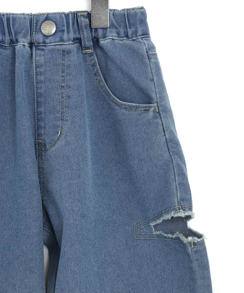 MAKE YOUR DAY(メイクユアデイ)の「カットアウトデニムパンツ■80~140cm(デニムパンツ・キッズ・ネイビー/ブルー・120/110/80/90/100/130/140)」の11枚目の写真