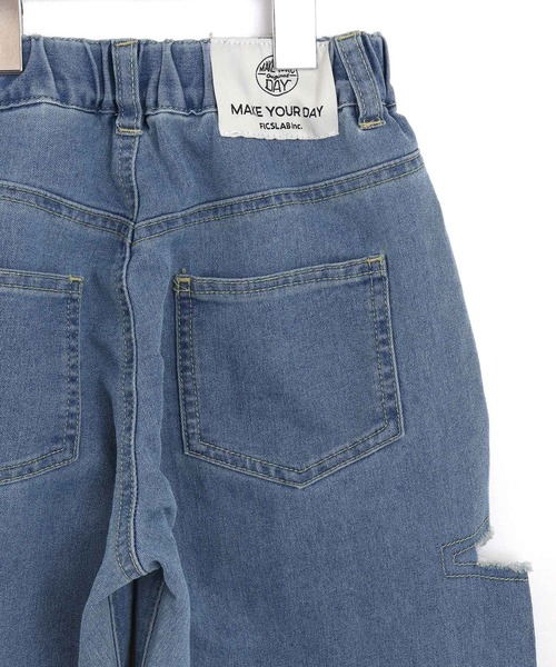 MAKE YOUR DAY(メイクユアデイ)の「カットアウトデニムパンツ■80~140cm(デニムパンツ・キッズ・ネイビー/ブルー・120/110/80/90/100/130/140)」の20枚目の写真