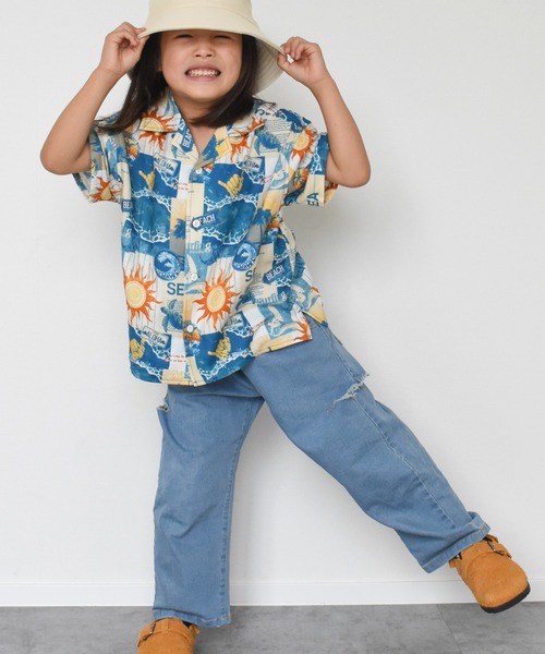 MAKE YOUR DAY(メイクユアデイ)の「カットアウトデニムパンツ■80~140cm(デニムパンツ・キッズ・ネイビー/ブルー・120/110/80/90/100/130/140)」の5枚目の写真