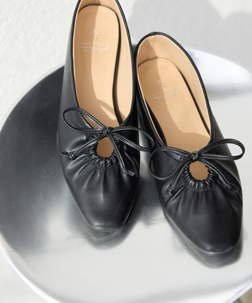 セール】リボンギャザーミドルヒールパンプス（パンプス）｜ROPE