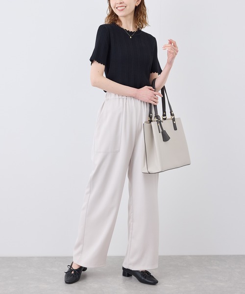 ROPE' PICNIC(ロペピクニック)の「リボンギャザーミドルヒールパンプス(パンプス・レディース・ブラック/キナリ・S/M/L)」の6枚目の写真