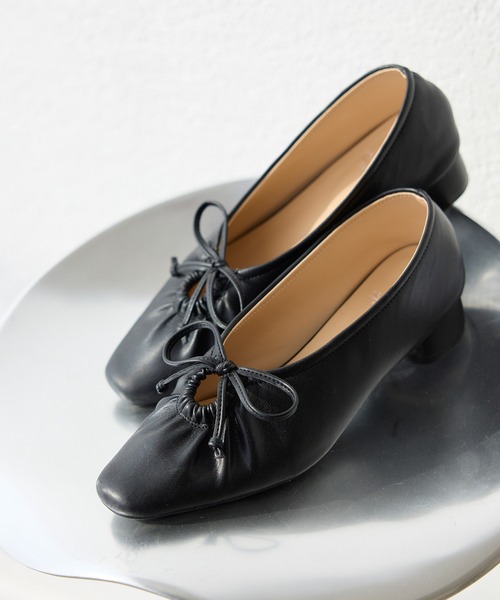 セール】リボンギャザーミドルヒールパンプス（パンプス）｜ROPE