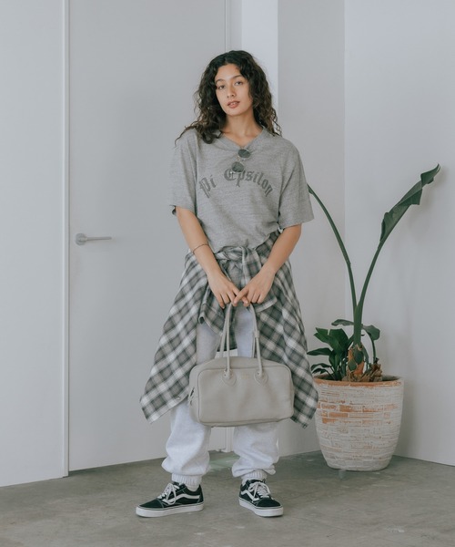 REMI RELIEF(レミレリーフ)の「REMI RELIEF/レミレリーフ リサイクル天竺スペシャル加工T(Pi Epsilon) Tシャツ(Tシャツ/カットソー・メンズ・ヘザーグレー/ブラック/オートミール・M/L/XL)」の14枚目の写真