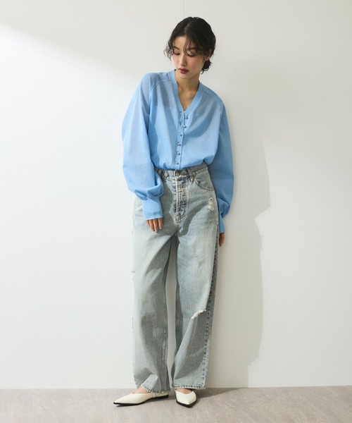 【WEB限定】・【サステナブル】メニーボタンシアーニットカーディガン ADAM ET ROPE'｜【WEB限定】・【サステナブル】メニーボタン