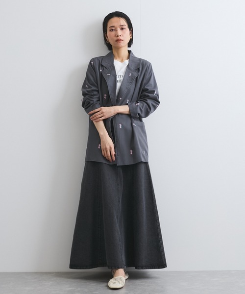 セール】ツイルフラワー刺繍ジャケット≪手洗い可能≫（テーラード