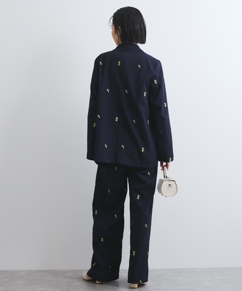 セール】ツイルフラワー刺繍ジャケット≪手洗い可能≫（テーラード