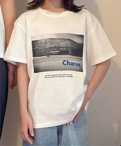 PUAL CE CIN（ピュアルセシン）の「【KIDS】CharmフォトプリントTシャツ（Tシャツ/カットソー・キッズ・オフホワイト/チャコールグレー・MEDIUM）」の3枚目の写真