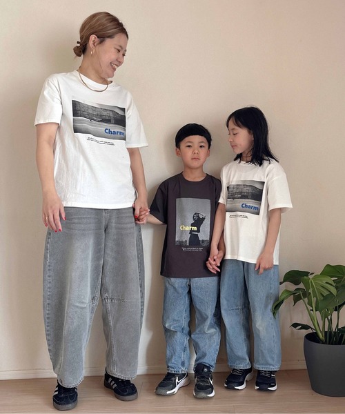 PUAL CE CIN（ピュアルセシン）の「【KIDS】CharmフォトプリントTシャツ（Tシャツ/カットソー・キッズ・オフホワイト/チャコールグレー・MEDIUM）」の17枚目の写真